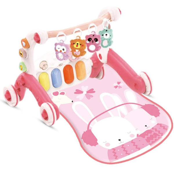 Joyous 2 in 1 Baby Musical Piano Play Mat With Push Walker Light Pink