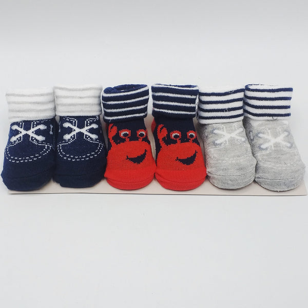 Baba Booties/Socks Pack Of 3 Crab