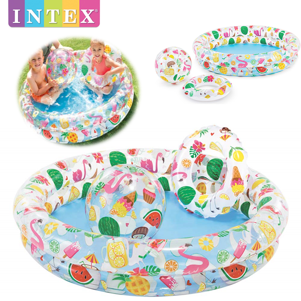 Activity Intex Fruity Pool Set 48" x 10" (122cm x 25cm) With Ball 20" (51cm) And Ring 20" (51cm)