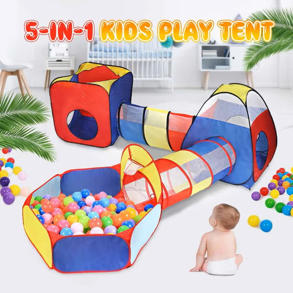 5in1 Multicolor Ball Pit Tunnel Tent House + Free 50 Balls