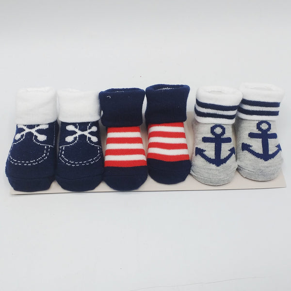 Baba Booties/Socks Pack Of 3 Anchor