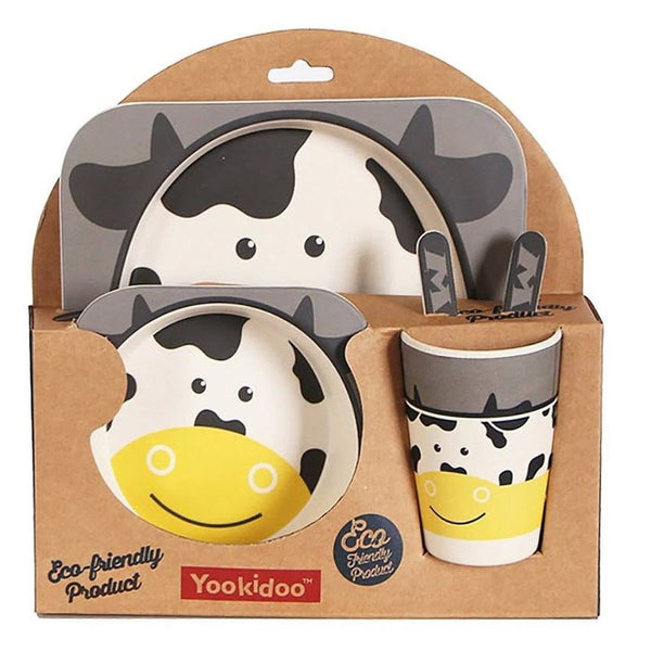 Bamboo Fiber 5 Pcs Tableware Set Cow