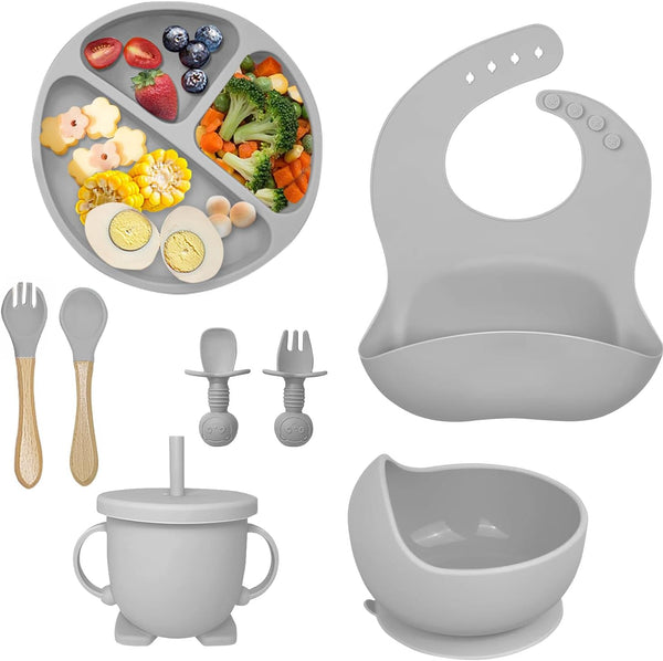 Silicone Utensil/Feeding Set Grey