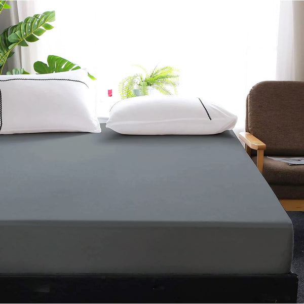 Waterproof Mattress Protector with Elastic Strap - Grey