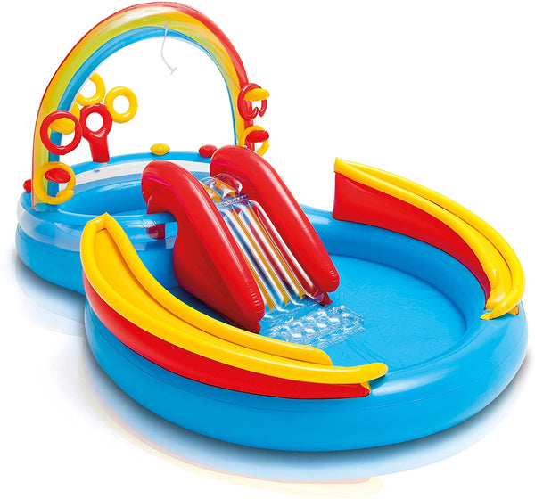 INTEX Inflatable Kids Rainbow Ring Water Play Center-57453 - 9'9" L x 6'4" W x 4'5" H (2.97m x 1.93m x 1.35m)-57453