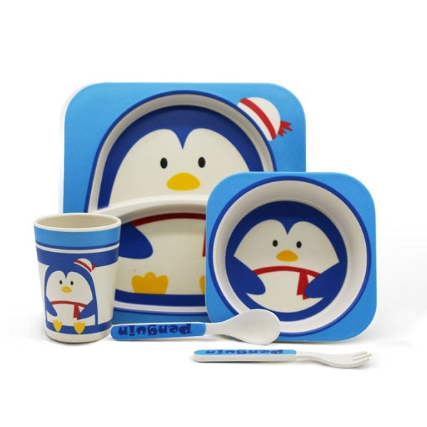 Bamboo Fiber 5 Pcs Tableware Set Penguin