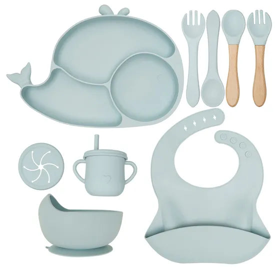 Silicone Utensil/Feeding Set Blue Whale