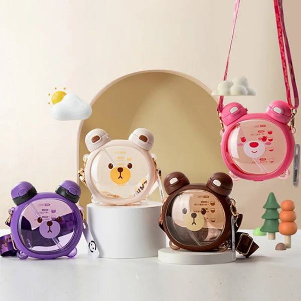 Cute Bear Kettle Straw Water Bottle 750 ML