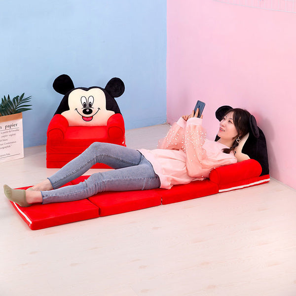 Disney 4-Layer Kids Foldable Sofa Micky Mouse Design (Black Red)