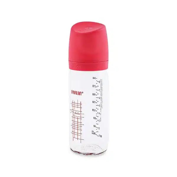 Farlin Wide-Neck Glass Feeding Bottle 240ml – Pink-AB-32014-01