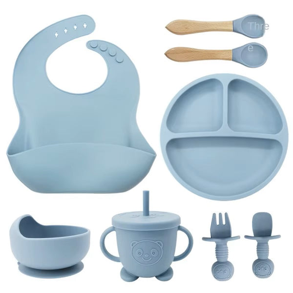 Silicone Utensil/Feeding Set Dark Blue