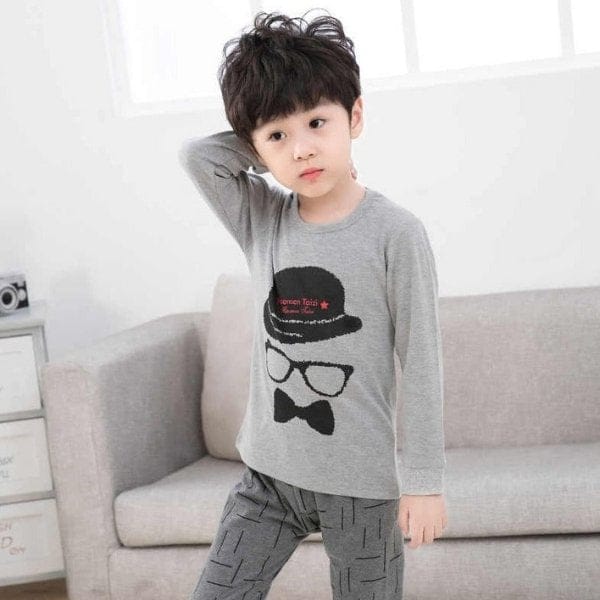 Grey Detective Printed Kids Night Suit Baby &amp; Baba