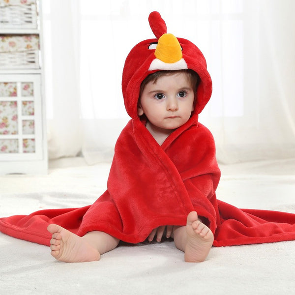 Baby Hooded Fluffy Blanket Angry Bird Design (Red)