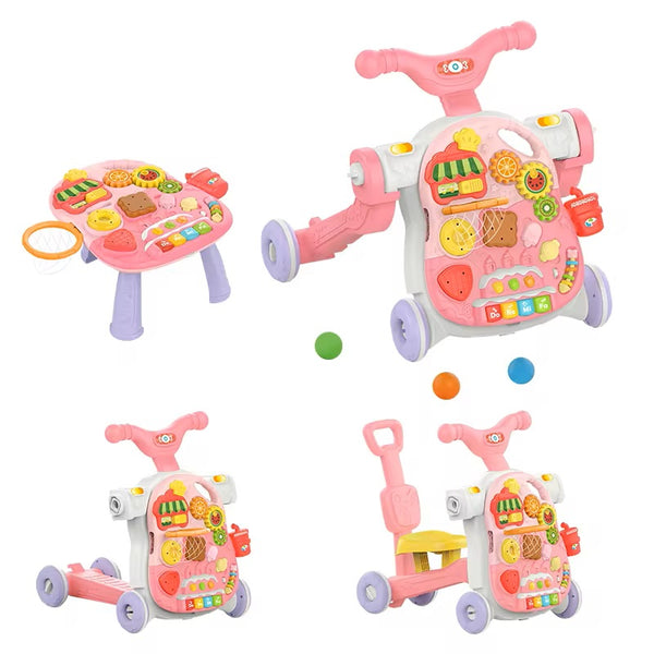 Huanger 4 in 1 Multifunction Baby Walker With Music - Pink