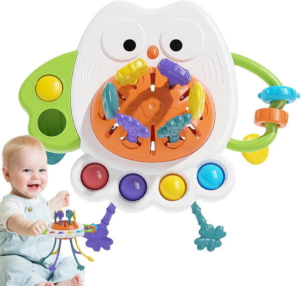 Owl Fun Squeezing Pumping String Rattle Toy