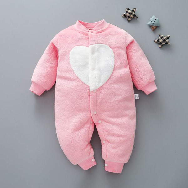 Cute Fleece Rompers Jumper Pink Heart