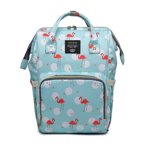 Water Proof Travel Diaper Bag Pack Flamingo Sea Green