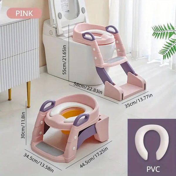 Infantes (L004) 2 in 1 Foldable Potty Training Seat with Ladder Pink