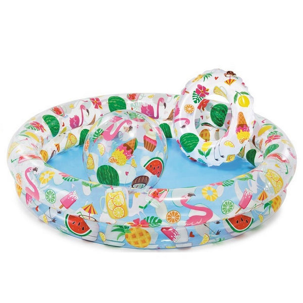 Intex Activity Fruity Print Pool (122 cm x 25 cm) With Ball 20" (51 CM) And Ring 20" (51 CM) - 59460