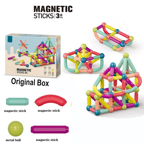 60 PCS Magnetic Building Blocks Set Early Learning Magnetic Sticks Balls Assembling Game