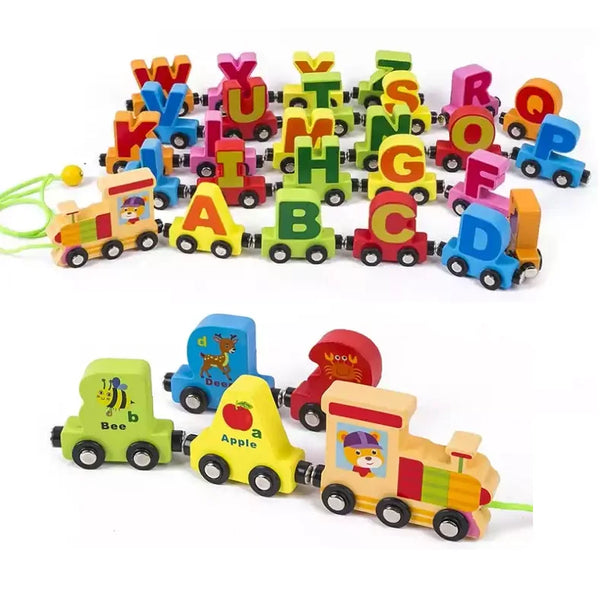 Magnetic Alphabet Double-Sided Pattern Wooden Train