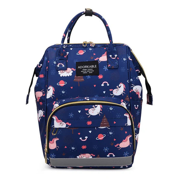 Mother Diaper Backpack Printed Navy Blue