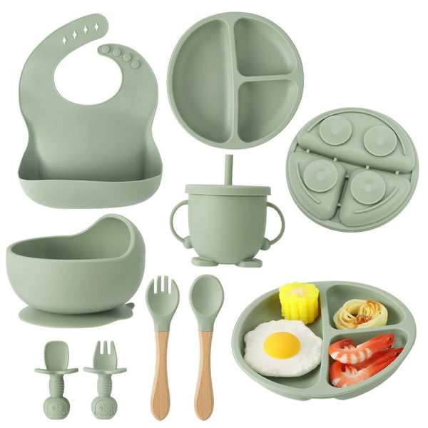 Silicone Utensil/Feeding Set Green