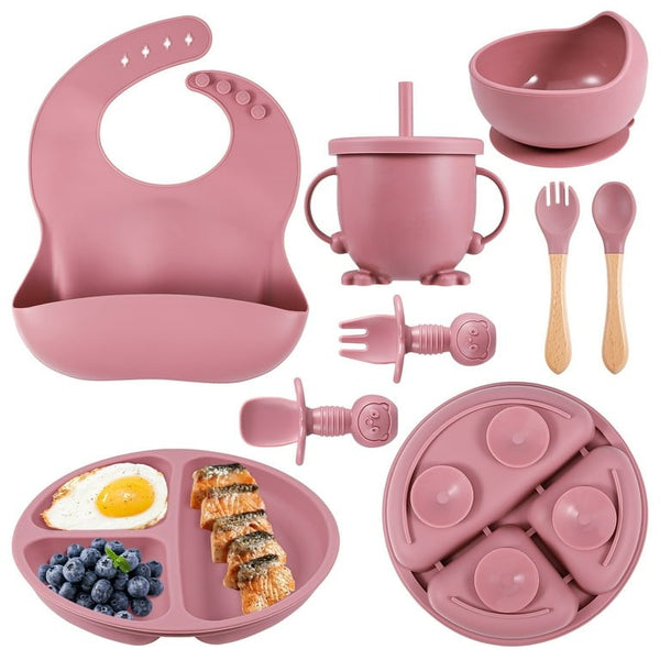 Silicone Utensil/Feeding Set Dark Pink