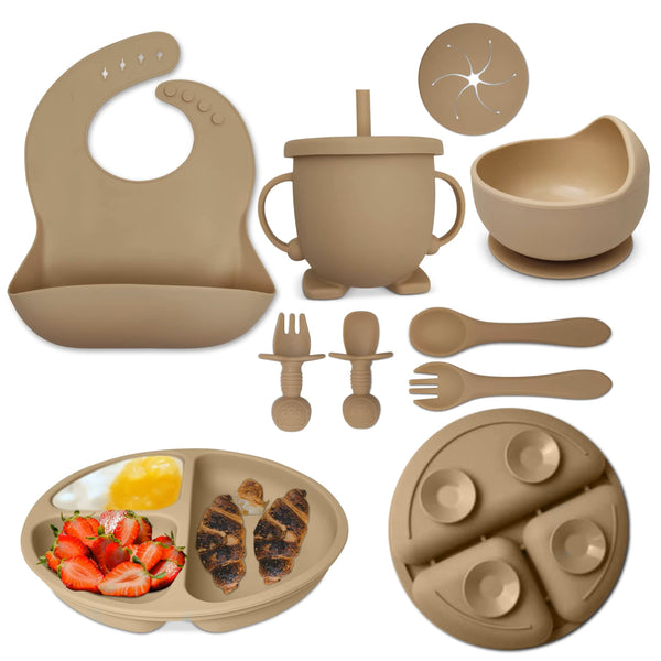 Silicone Utensil/Feeding Set Dark Brown