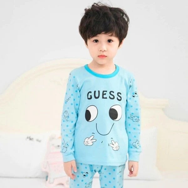 Sky blue Guess Printed Kids Night Suit Baby &amp; Baba