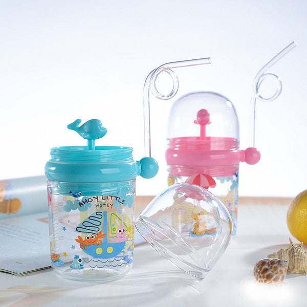 250ML Baby Drinking Whale Tumbler with Straw and Lid Cup – Water Released Thru Blowhole – Bendy Straw Spill Proof