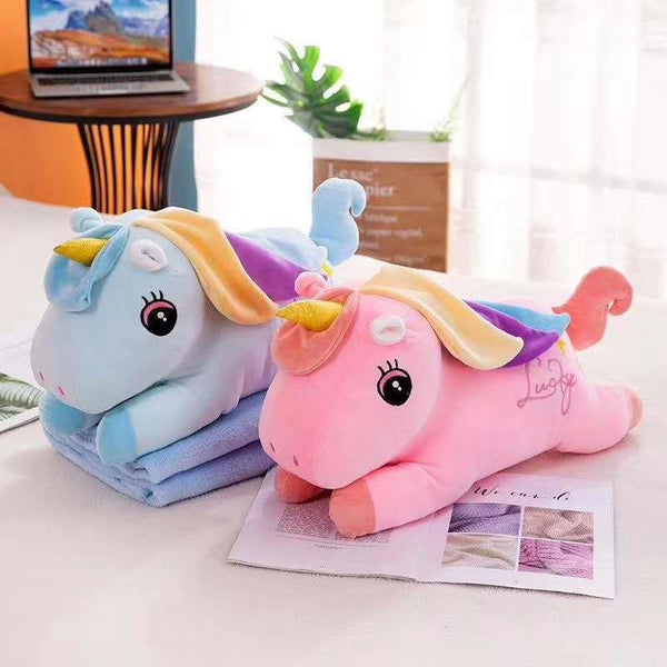 Unicorn Character Sleeping Pillow with Blanket