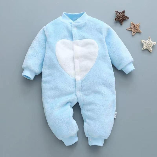 Cute Fleece Rompers Jumper Blue Heart