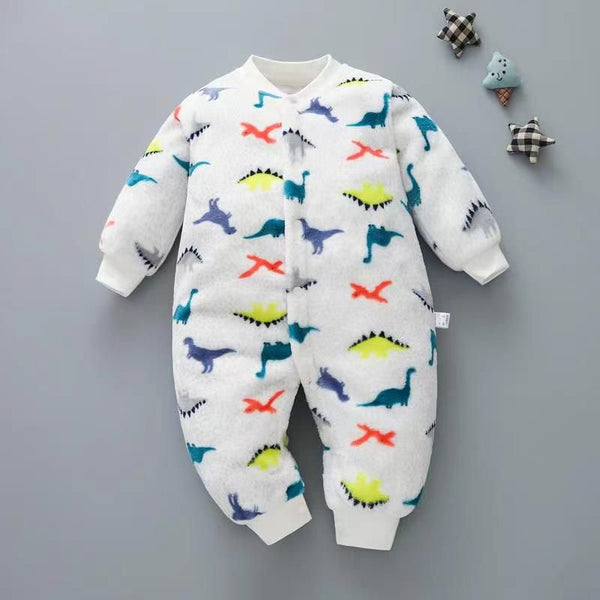 Cute Fleece Rompers Jumper White Dragon