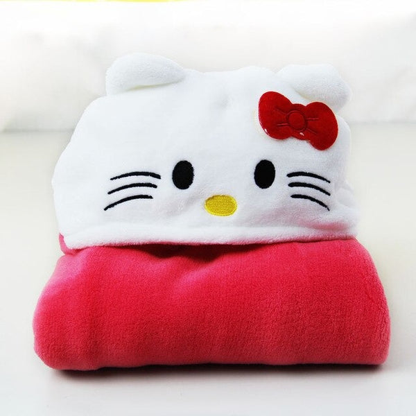 Baby Hooded Fluffy Blanket Kitty Design (Red White)