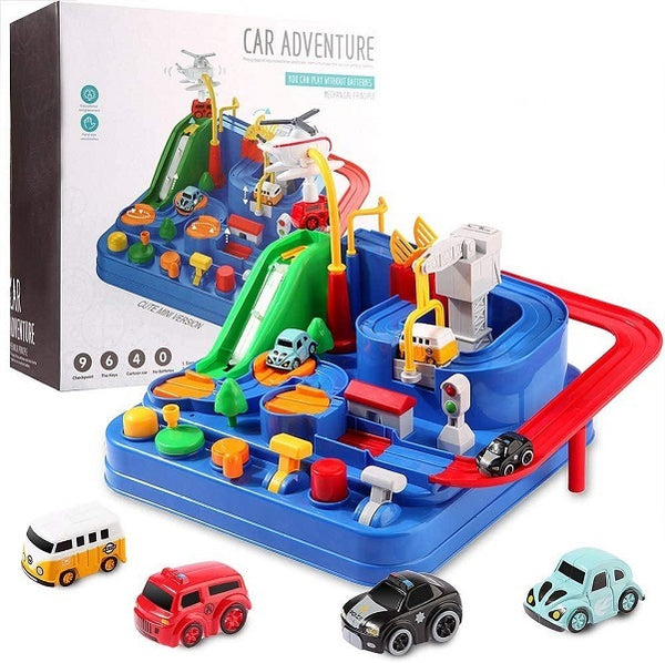 Car Adventure Race &amp; Rescue Track With Magnetic Cars