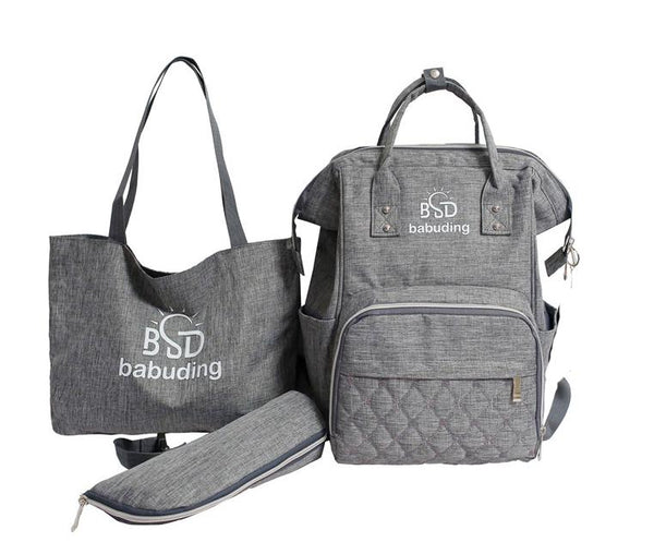 3 in 1 Beautiful Baby Diaper Bag - Grey