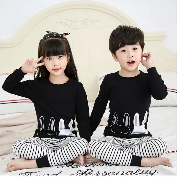 White And Black Sleeping Rabbit Print Kids Night Suit Baby &amp; Baba