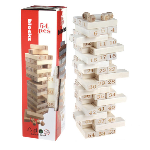 Wooden Stacking Tower (Jenga Blocks) – 54pcs/Pack