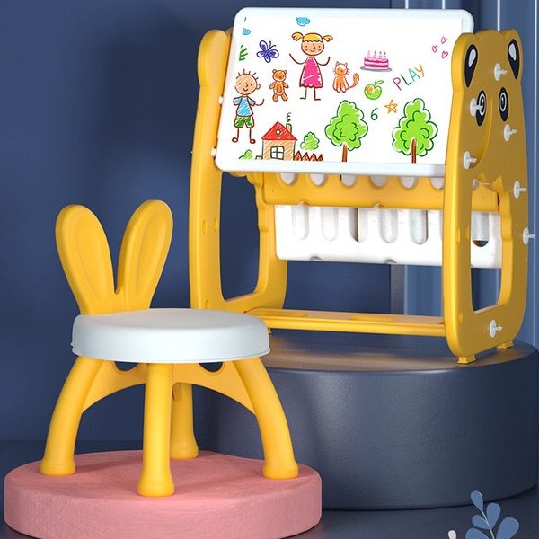 3-in-1 Painting Board Book Shelf With Chair