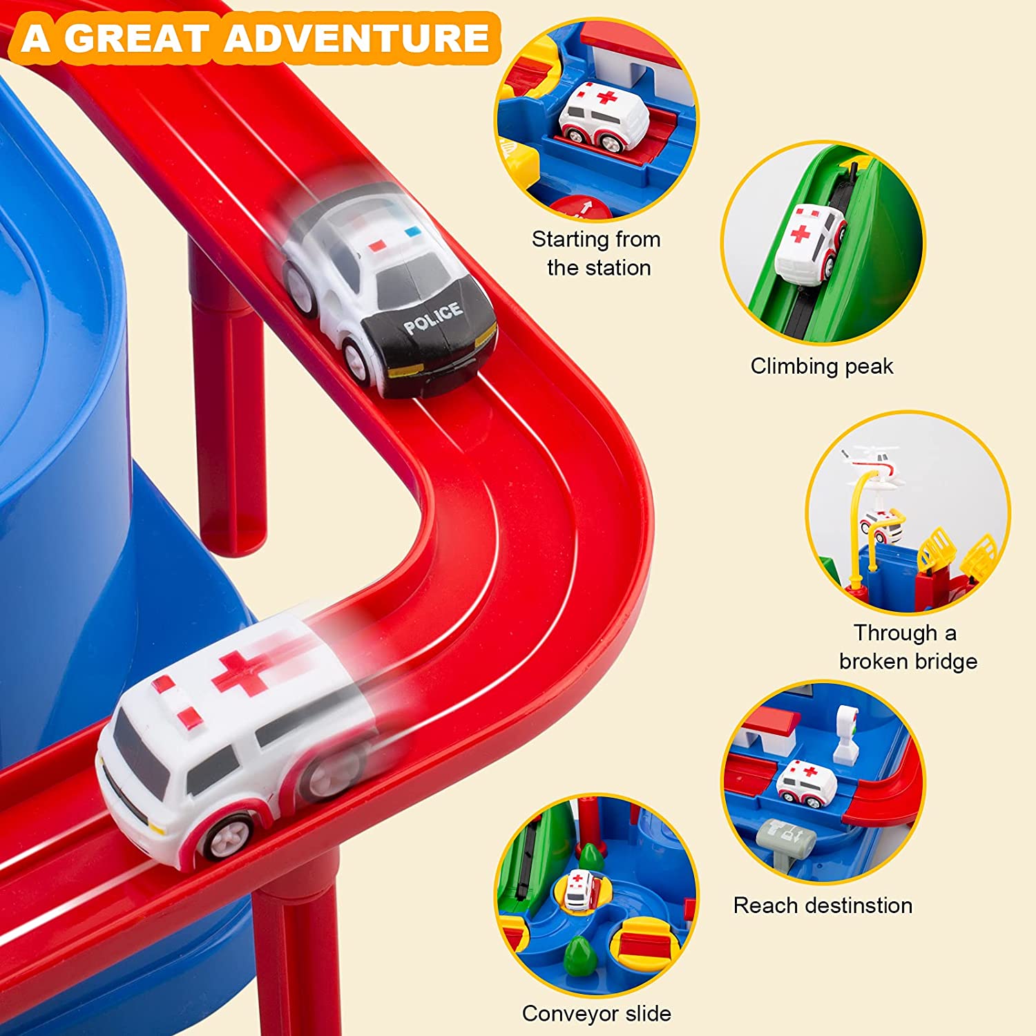 Car Adventure Race & Rescue Track | Car races cartoon | Adventure Race