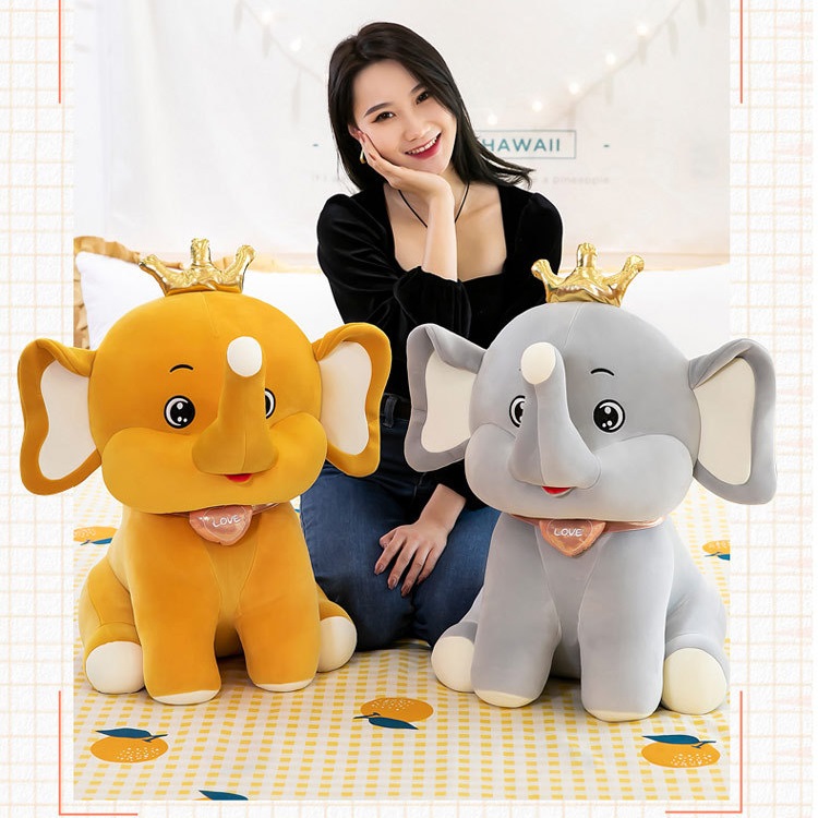 Crown Baby Elephant Plush Soft Stuffed Toy - Chunnu Munnu