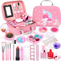 Washable Children Play Makeup Toys Nail Varnish Kit Non Toxic with Suitcase