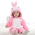 Animal Soft Fleece Costume Jumpsuit Rabbit Pink