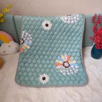 Baby Quilted Washable Waterproof Sheet Sea Green White Flower