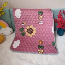 Baby Quilted Washable Waterproof Sheet Pink Clouds And Flower