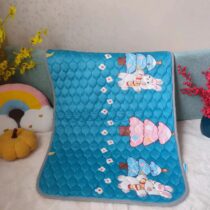 Baby Quilted Washable Waterproof Sheet Blue White Bunny