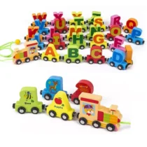 Magnetic Alphabet Double-Sided Pattern Wooden Train (6)