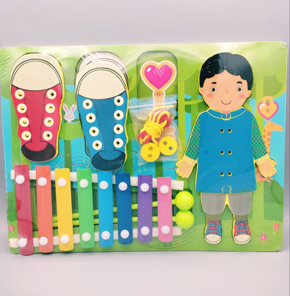 Wooden Xylophone and Threading Activity Board