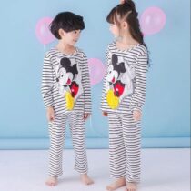 Black Line Mickey Mouse Printed Kids Night Suit Baby & Baba